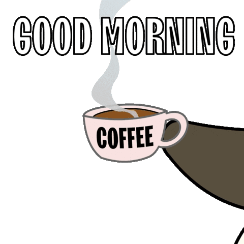 Sleepy Good Morning Penguin With Coffee GIF