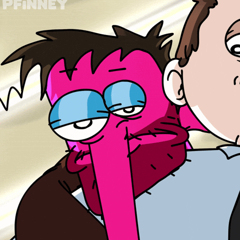 Sleepy Pink Man Slow Blink Animation GIF
