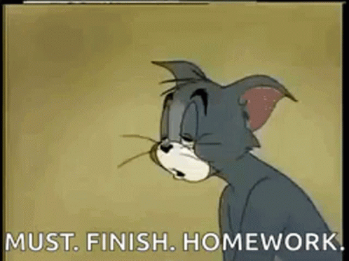 Sleepy Tom Must Finish Homework GIF