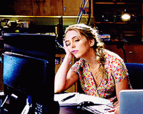 Sleepy Woman At Desk GIF
