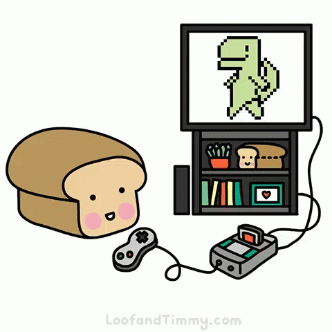 Slice of Bread Playing Video Game loofandtimmy.com