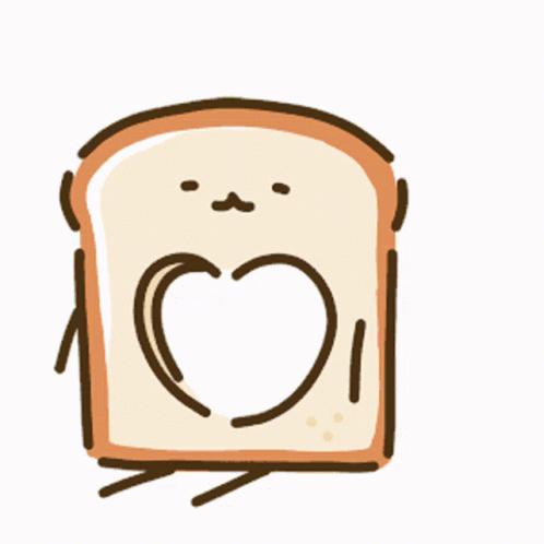 Slice Of Bread With Face And Heart GIF