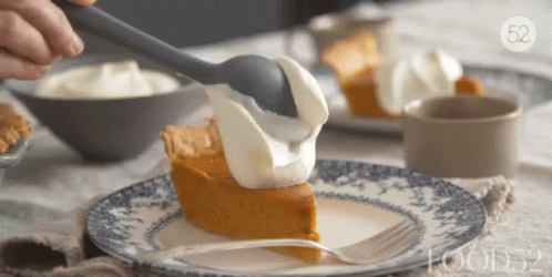 Slice Of Pumpkin Pie With Whipped Cream GIF