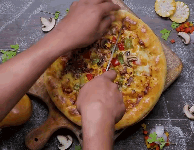 Slicing Vegan Pizza GIF