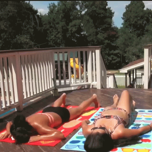 Slime Poured On Tanning Girls GIF