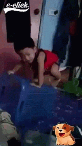 Slip Kids Funny On The Basket GIF