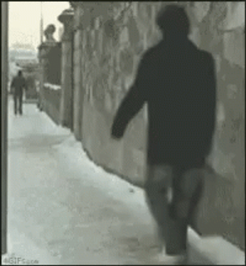 Slip Man Walking On The Passage GIF