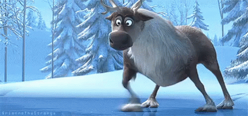 Sven Slipping On Ice In Snowy Woods GIF