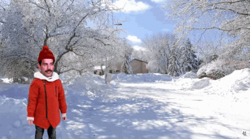 Man Slipping On Ice In A Snowy Wonderland GIF