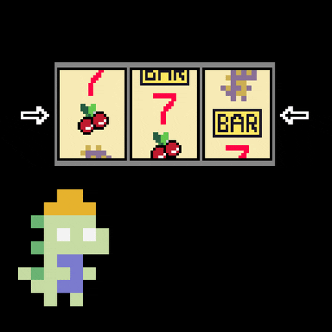 Slot Machine Dinosaur Win Pixel Art GIF