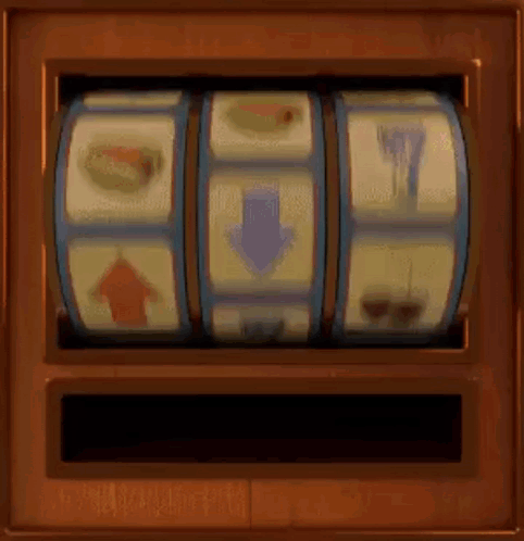 Slot Machine Spinning In Wooden Box GIF
