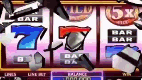 Slot Machine With 7 And 5X Bar GIF