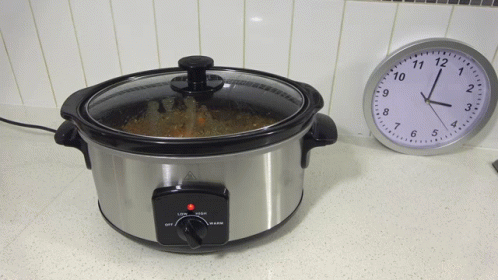 Slow Cooker Next to Clock