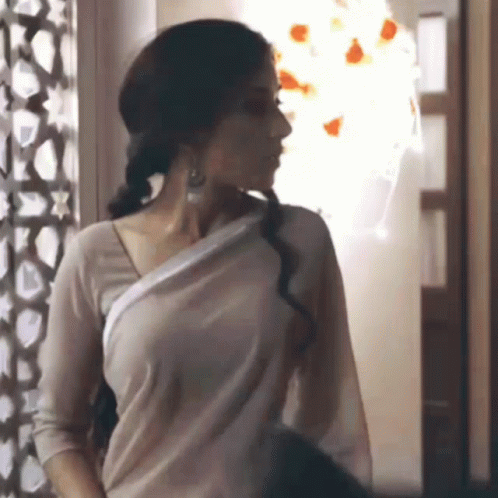 Slow Pull Hair Girl In Dress GIF