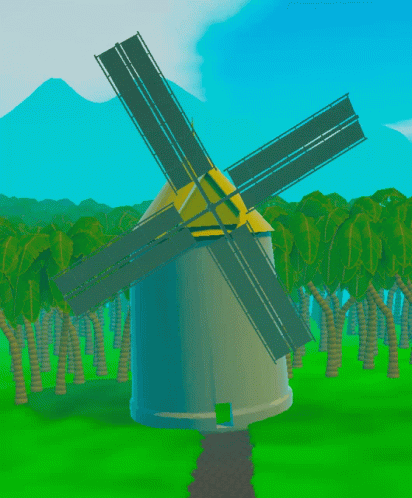 Slow Rotating Windmill Art GIF