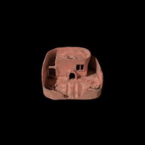 Small Clay House Exploding GIF