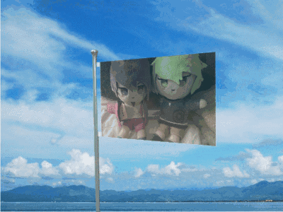 Small Flag With Two Anime Characters