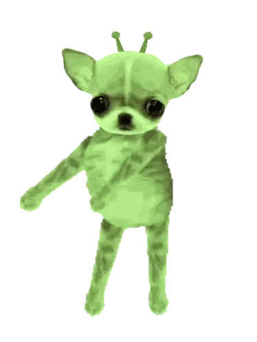Small Green Chihuahua with Antennas