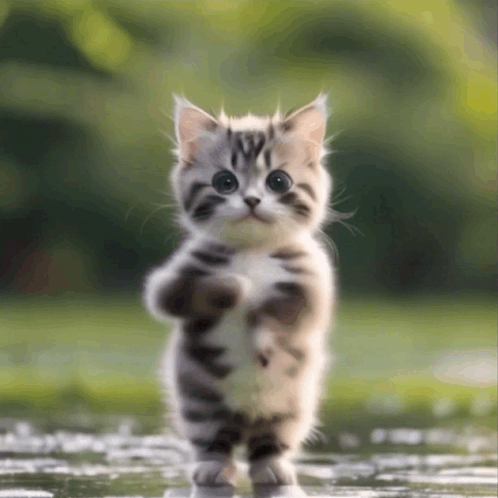 Small Kitten Standing On Hind Legs GIF