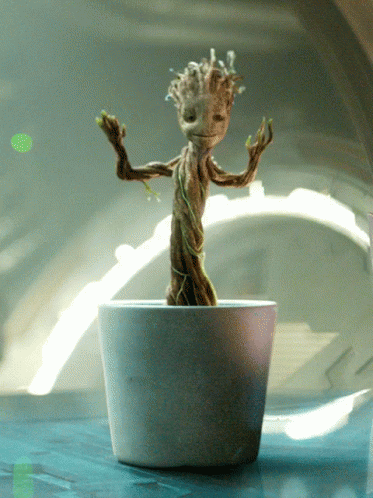 Small Plant in White Pot Dancing Arms Outstretched