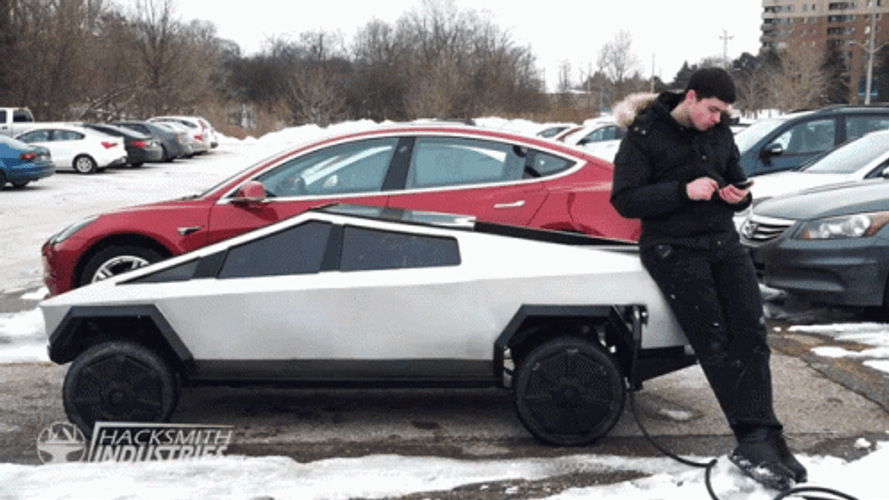 Small Tesla Cybertruck Charging GIF