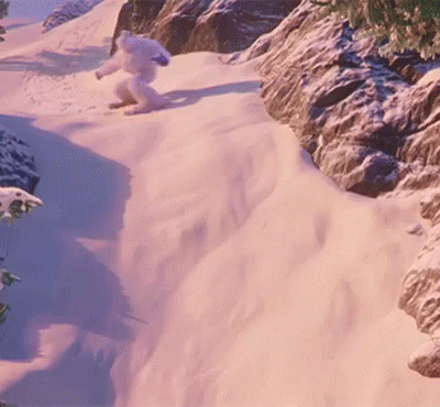 Smallfoot Migo Sliding In Snow GIF