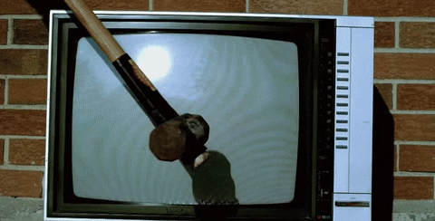 Smash The Tv By Hammer GIF