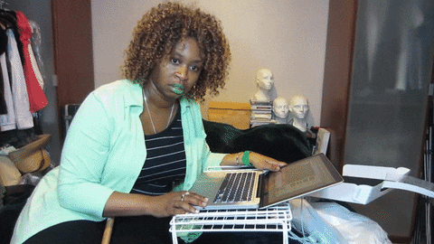 Smashing Computer Crazy Office Lady GIF