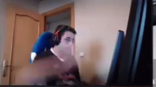 Upset Gamer Smashing Computer GIF