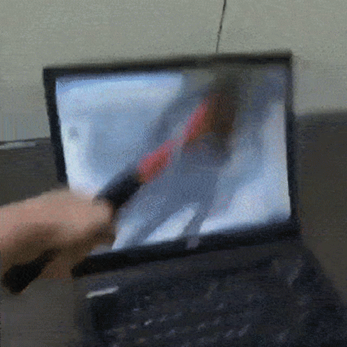 Smashing Computer Destroying Laptop Time Lapse GIF