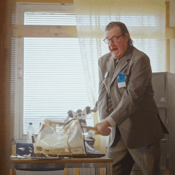 Enraged Smashing Old School Computer GIF