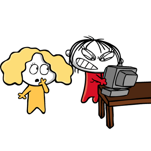 Smashing Computer Angry Cartoon Drawing  GIF
