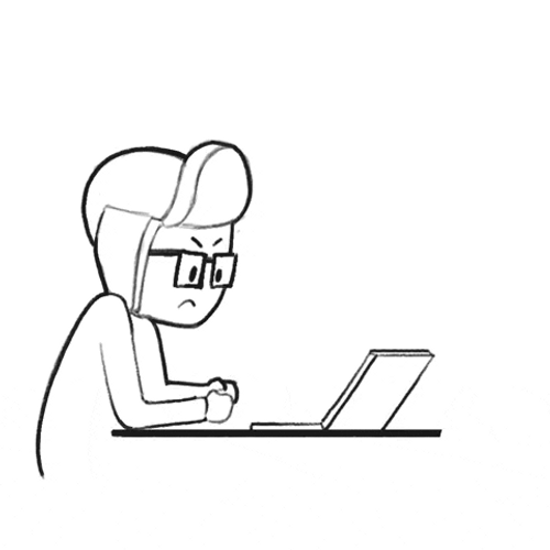 Smashing Computer Angry Cartoon Lady GIF