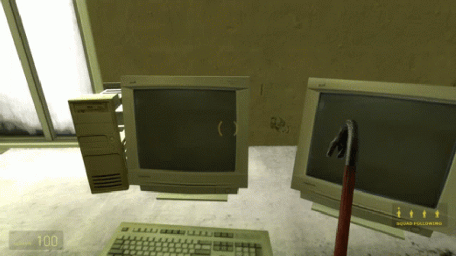 Smashing Computer With Crow Bar First Person GIF