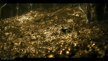 Smaug Guarding Hoarded Gold GIF