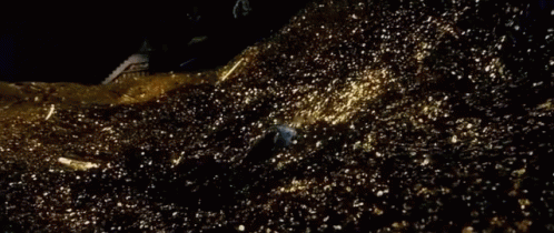 Smaug Hiding Beneath Hoarded Gold GIF
