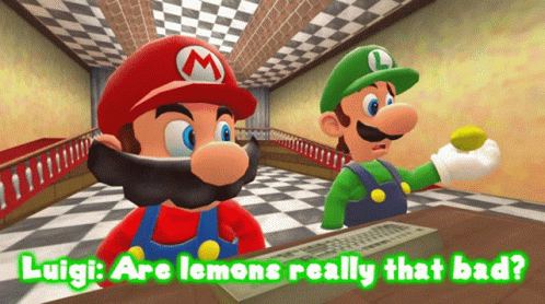 Smg4 Mario Luigi Holding Lemon GIF