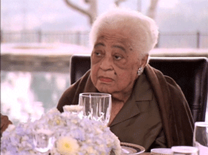 Smh Old Lady At Table GIF