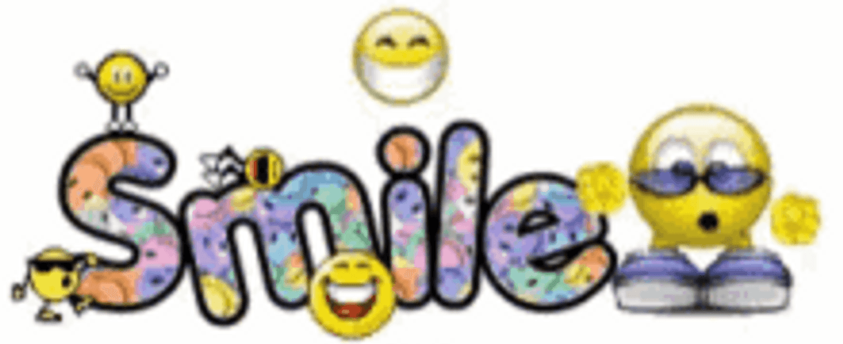 Smile Text With Dancing Emojis GIF