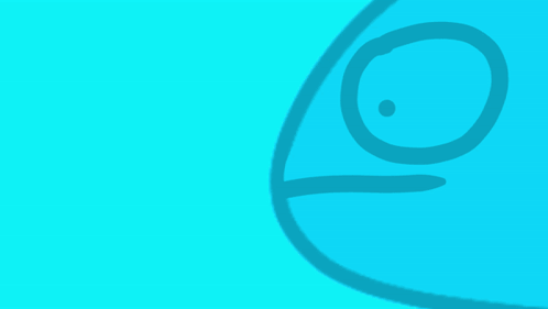 Smiley Cartoon Next To Blue Monster GIF