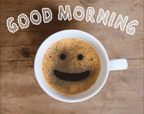 Smiley Coffee Cup Saying Good Morning