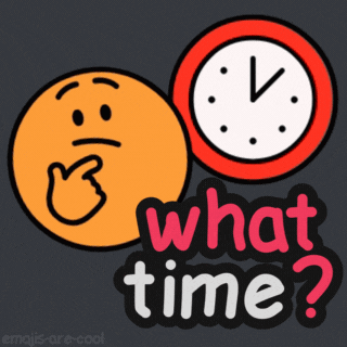 Smiley Face And Clock Saying What Time GIF