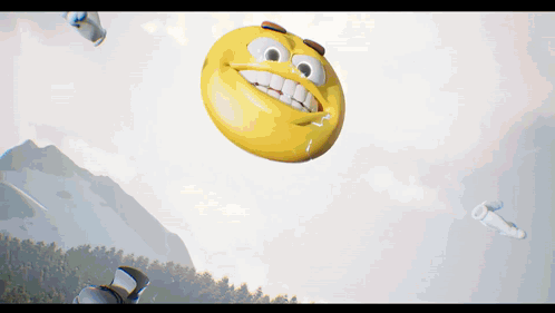 Smiley Face Flying Over Mountains
