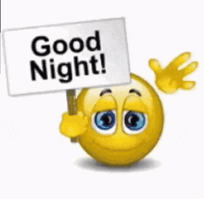 Smiley Face Holding Good Night Sign