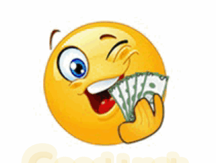 Smiley Face Holding Money with Good Luck