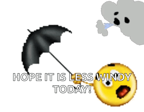 Smiley Face Holding Umbrella Hope Less Windy Today GIF