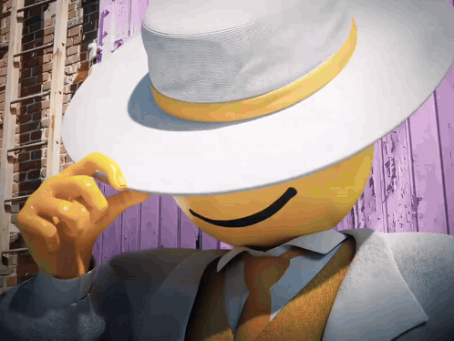 Smiley Face in White Hat and Suit
