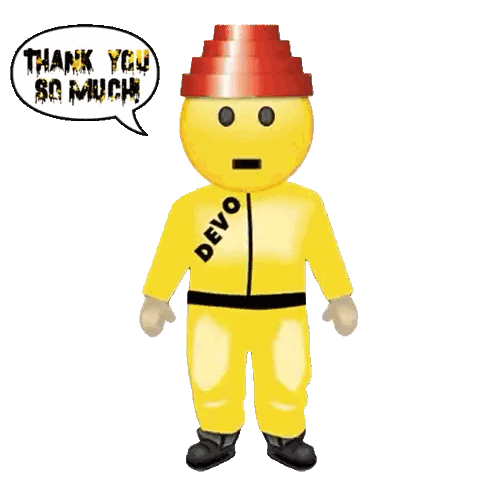 Smiley Face in Yellow Suit with Devo
