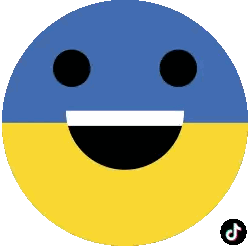 Smiley Face Inside Blue and Yellow Circle