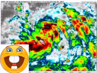 Smiley Face Next to Map of Earth